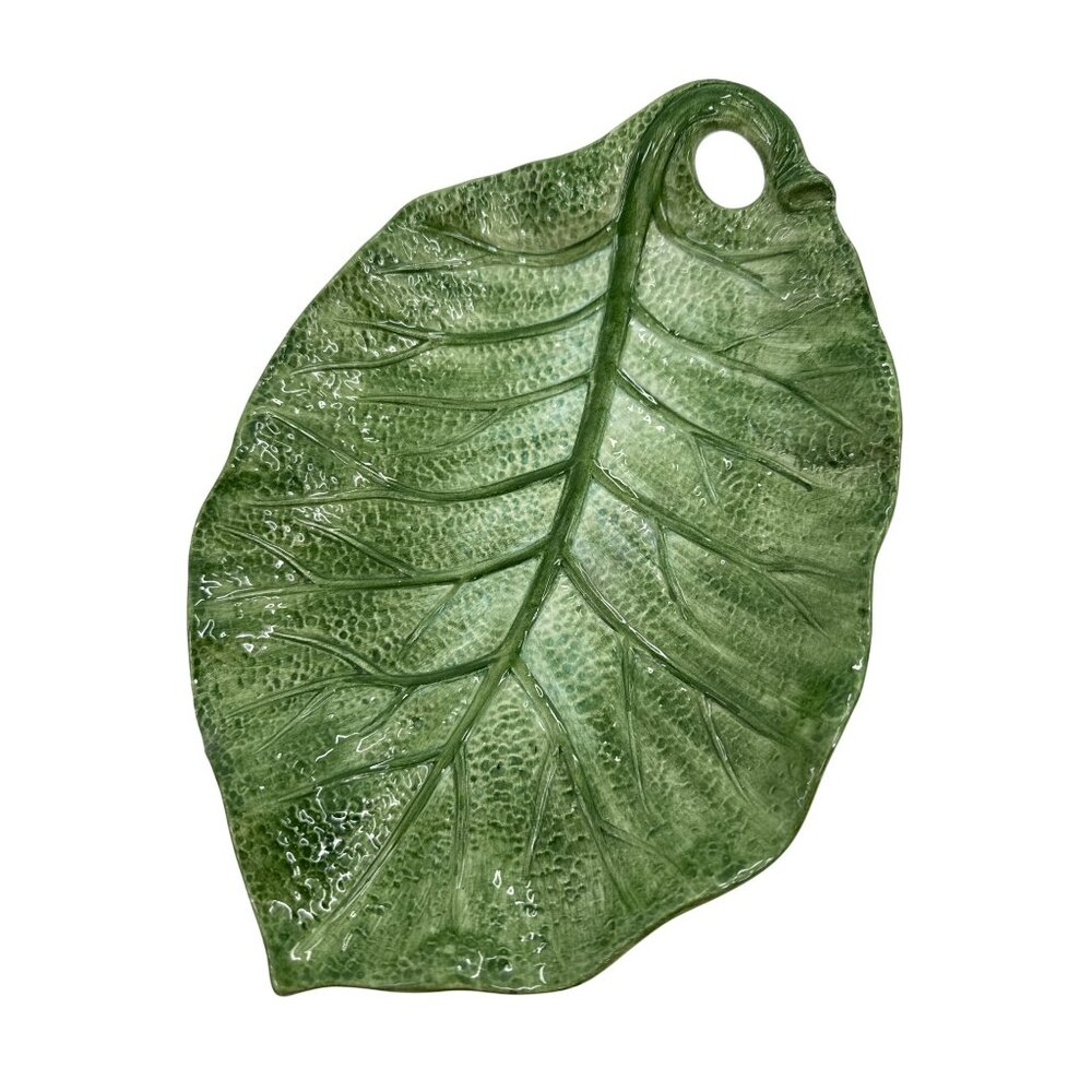 Italian Majolica‎ Green Cabbage Leaf Plate Read condition